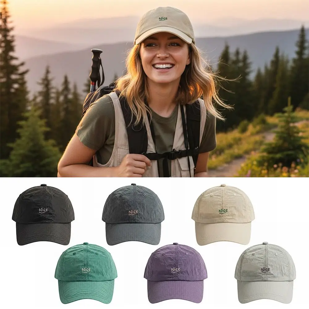 

Fashion Plaid Thin Sun Cap Quick-drying Breathable Sports Running Cap Adjustable Letter Embroidery Baseball Cap Men Women