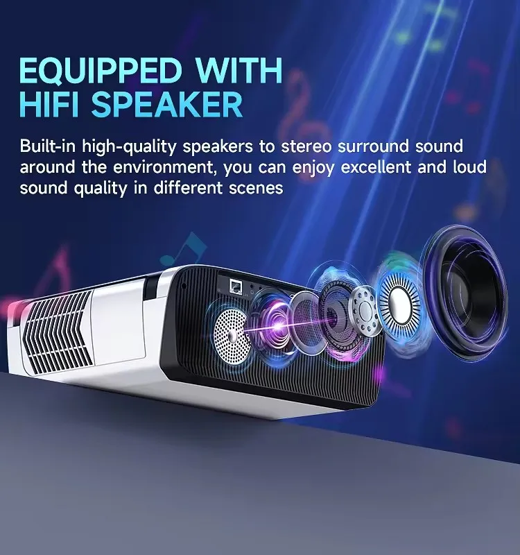 جهاز عرض ذكي الأكثر مبيعًا فقرة 4K A9Q عالية التجويف التركيز التلقائي واي فاي كامل HD بلوتوث 5.4 فيديو منزلي جهاز عرض LED محمول