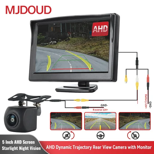 Imagen 1 del producto Cámara de marcha atrás MJDOUD Car Ahd1080P con líneas dinámicas para Monitor de vehículo cámara de marcha atrás con pantalla AHD de 5 pulgadas