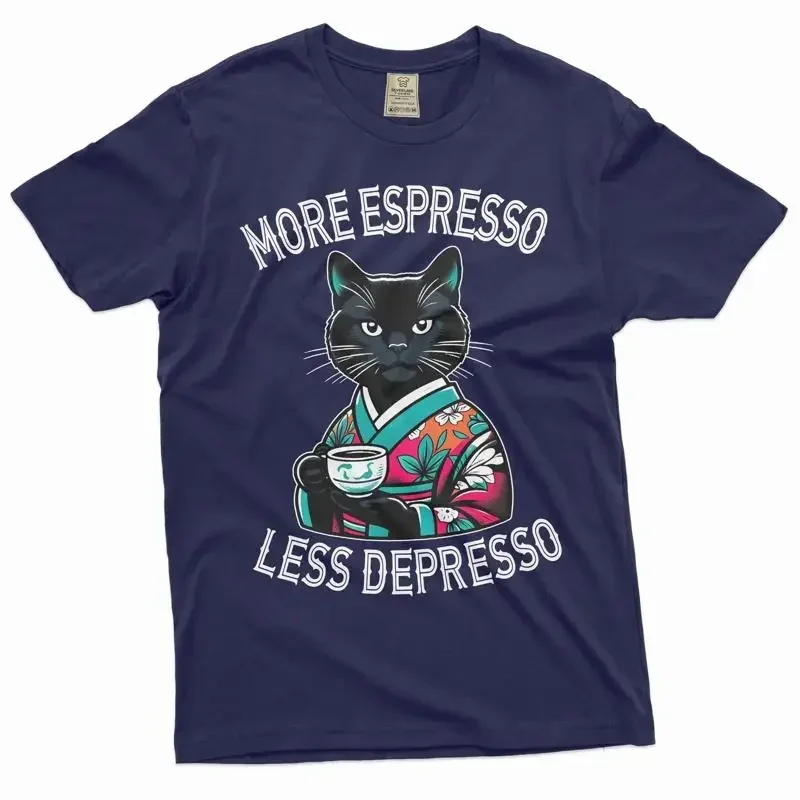 Funny CaT T Shirt Joke Espresso Depresso Coffe