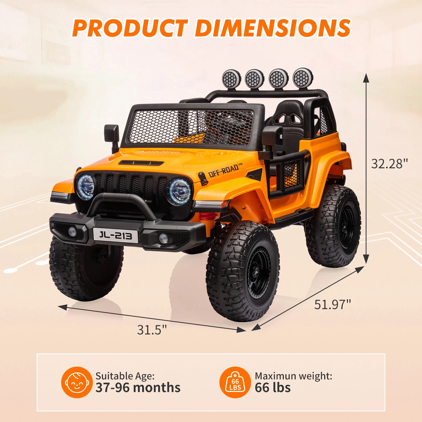 Coche eléctrico para niños de 2 plazas de 24 V con control remoto Camión para niños pequeños conmutable 2WD/4WD con luces LED para maletero y música de 3 a 8 años