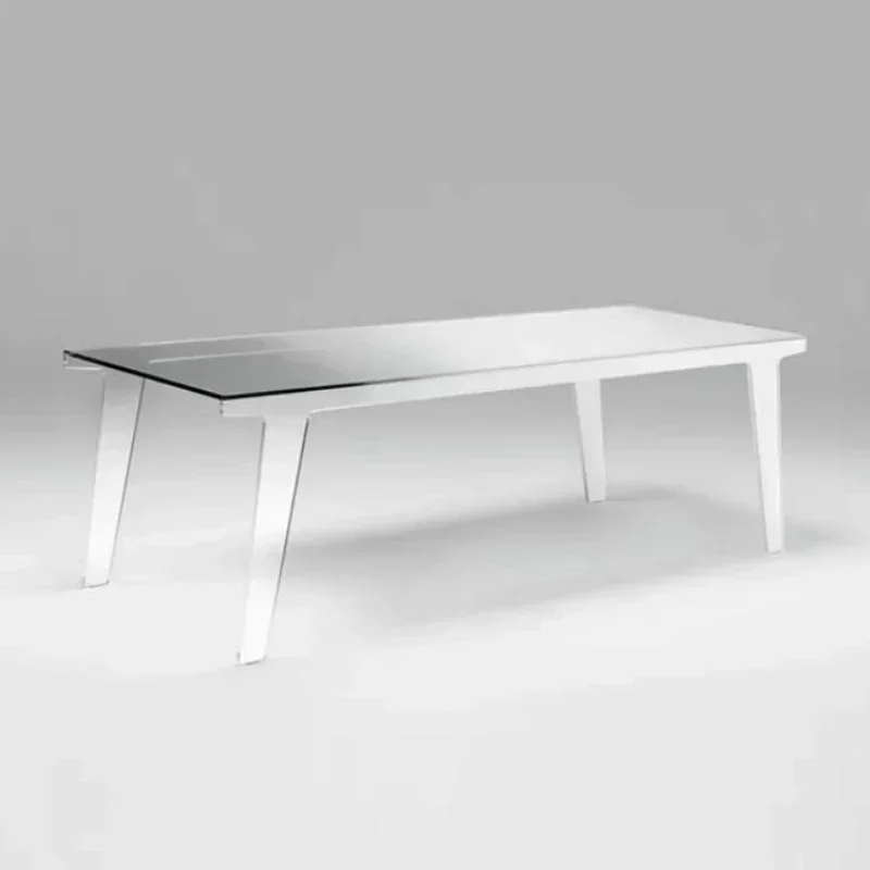 Gradual change glass dining table light luxury Italian minimalist rectangular table large flat-floor villa home restaurant