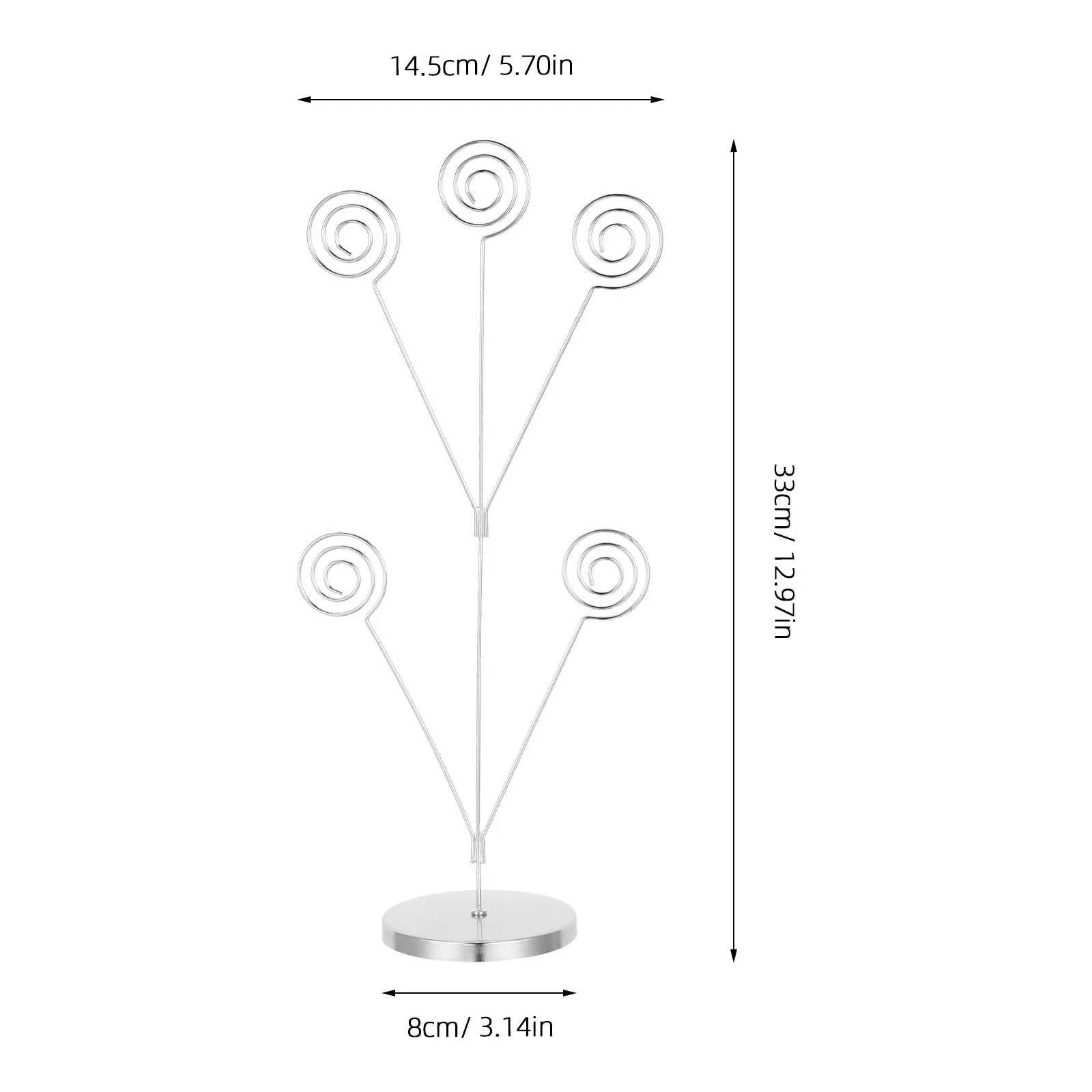 Desktop Memo Holder Clip 5 Branch Photo Stand Round Base for Wedding Table Number Holder Business Card Display Valentine's Day