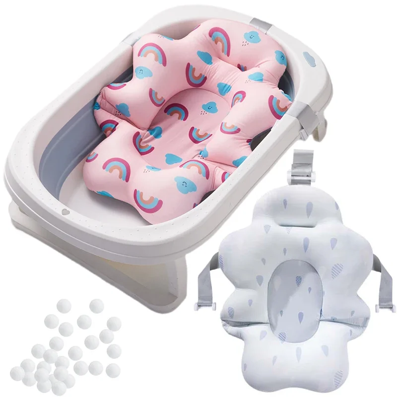 

Baby Bath Support Pad Foldable Floating Seat Adjustable Newborn Bathing Cushion Infant Safety Net Hammock