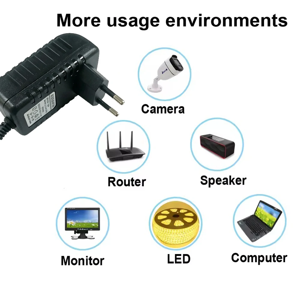 12V 2A Power Adapter For Camera DVR LED Strip Light Power Supply Charger Converter Lithium Battery Chargers