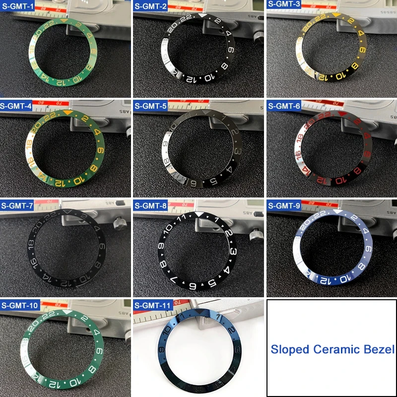 Sloped Ceramic Bezel insert GMT style  38*30.6mm For GMT-Master MOD watch parts (No Luminous)