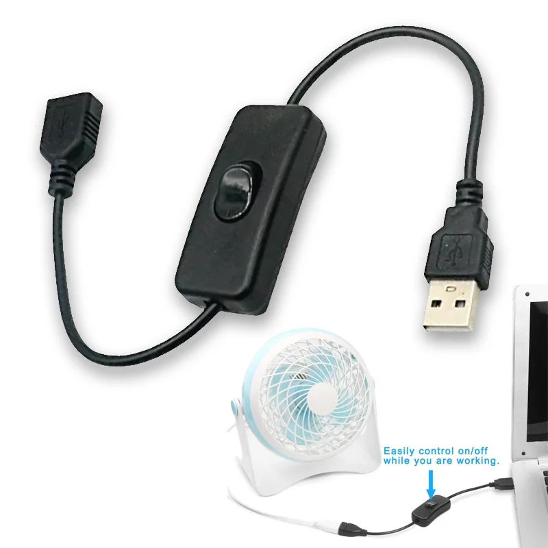 كابل USB مع مفتاح تشغيل/إيقاف 28 كابل تمديد تبديل لمصباح USB مروحة خط تزويد الطاقة محول دائم USB سماعة رأس led USB