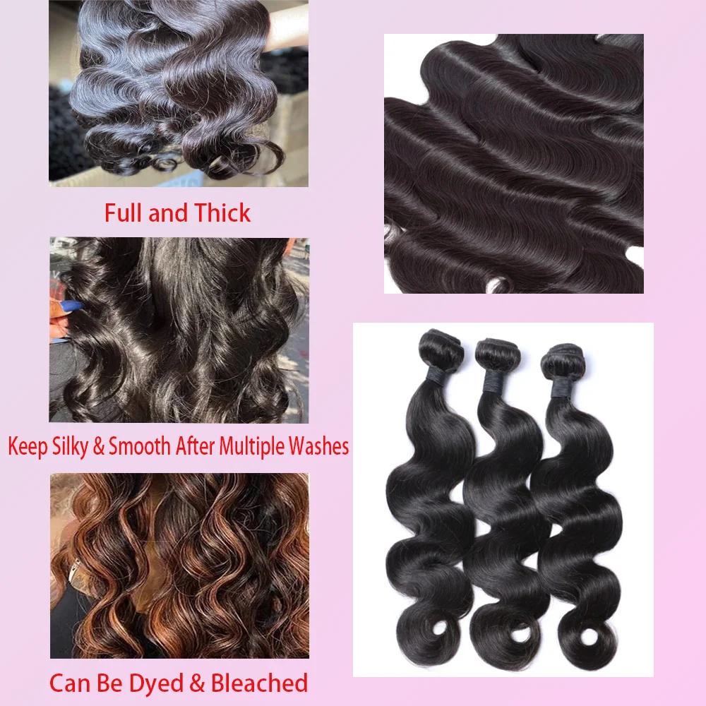حزم الجسم المموج الشعر البشري 100% البرازيلي عذراء الشعر 3/4 حزم لينة وسميكة لا ذرف تشابك الحرة الباروكات للنساء