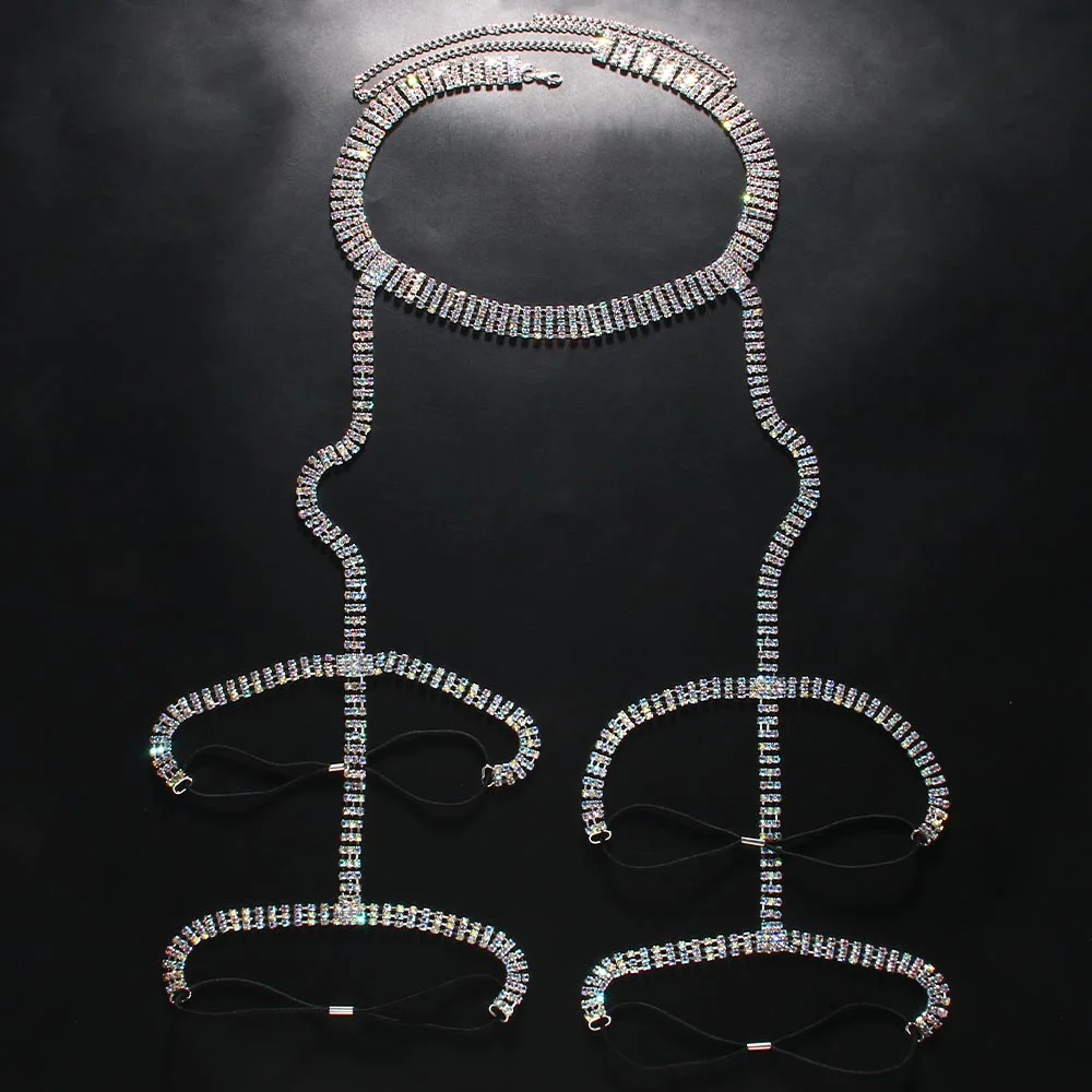 أربطة الفخذ من حجر الراين للنساء ، مجوهرات أرجل كريستالية ، سلسلة قابلة للتعديل ، إكسسوارات خصر ، شاطئ ، مثير ، متعدد الطبقات ، بيكيني #3