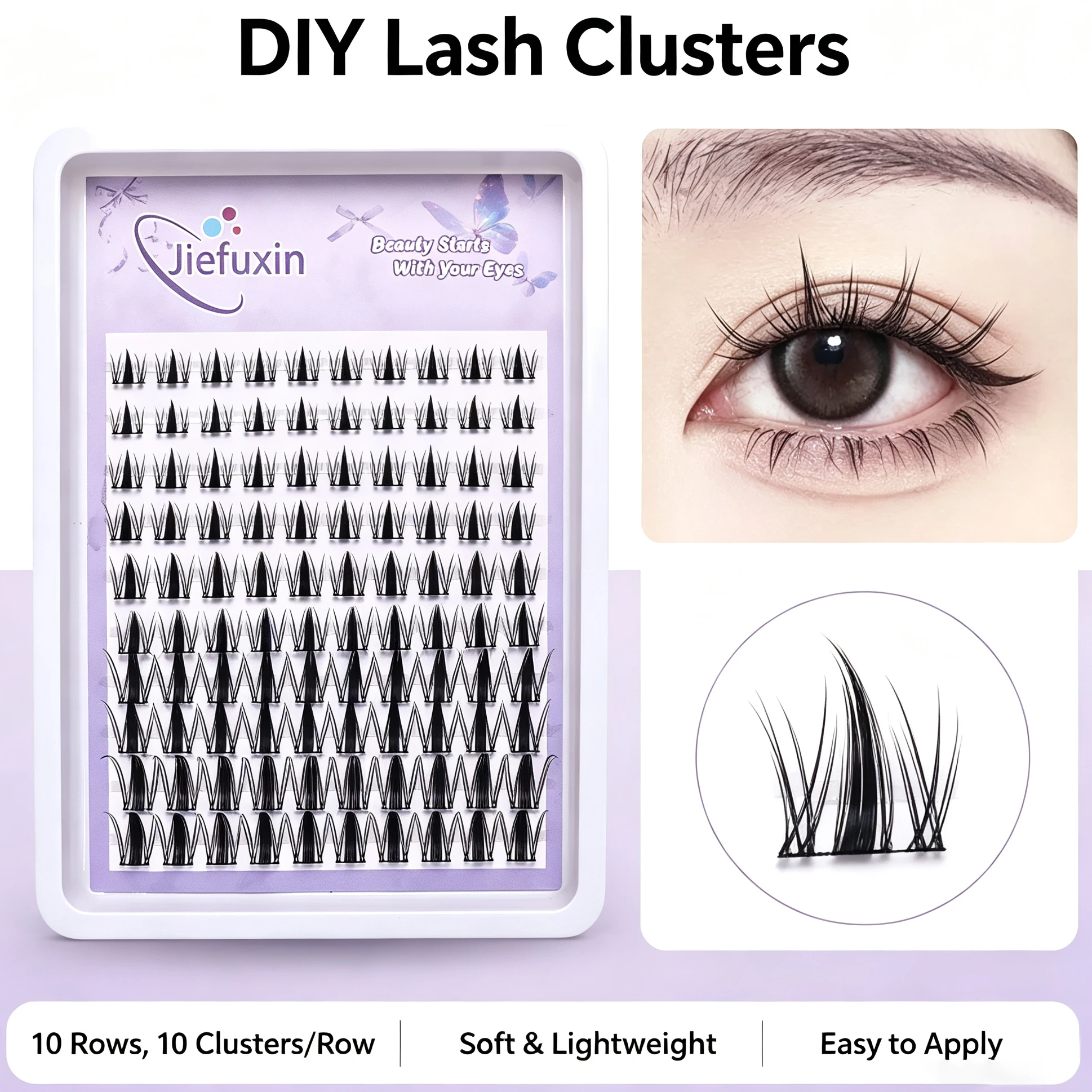 DIY Lash Clusters Individual Lashes Natural Wispy Cluster Eyelashes Soft Lightweight Reusable False Eyelashes Easy To Apply