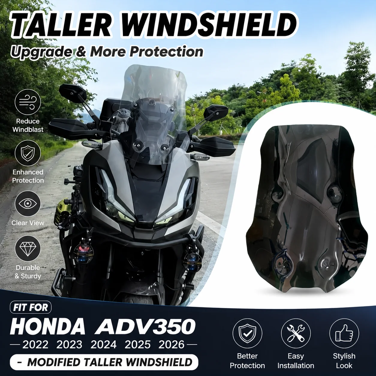 

FOR 2022 2023 2024 2025 Honda ADV350 rain shield adv350 motorcycle windshield modified windshield ADV350 windshield accessories
