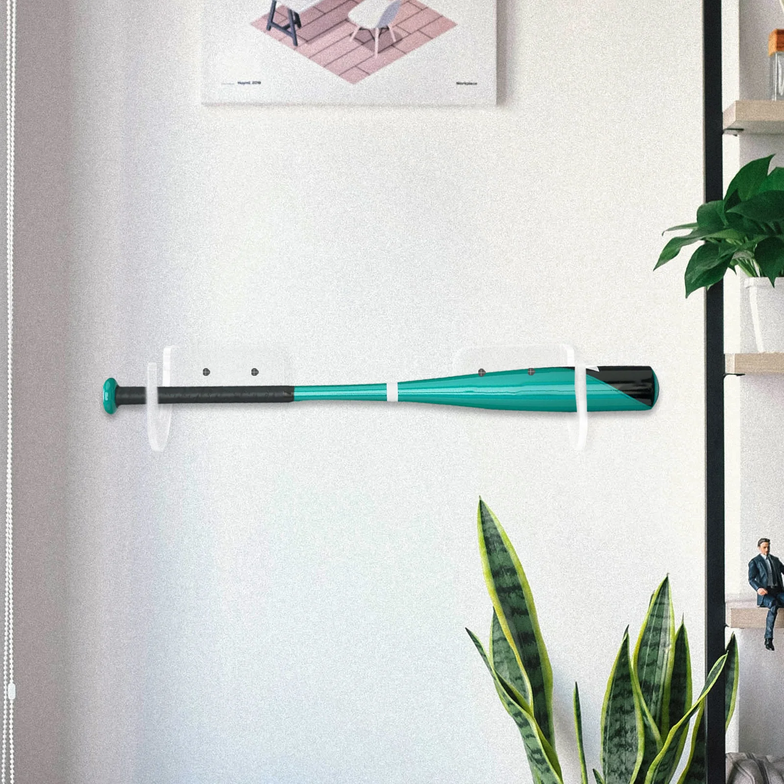 

2 Pairs Tennis Stick Hanger Baseball Bat St Acrylic Softball Display Wall mounted Holder Rack Storage Home Decor
