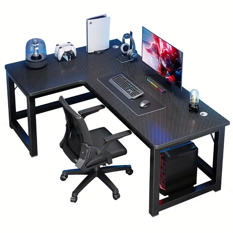 

*Ergonomic L-Shaped Wooden Gaming Desk: Multi-Function PC/Office/Study Desk with Durable Wood Surface & Space-Saving Design
