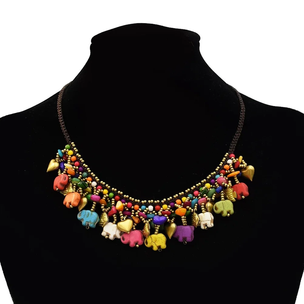 

Bohemia Style Folk-Custom Elephant Necklace Durable Elegant Pendant Jewelry Gift Women Neck Accessories Bohemia Style Necklace