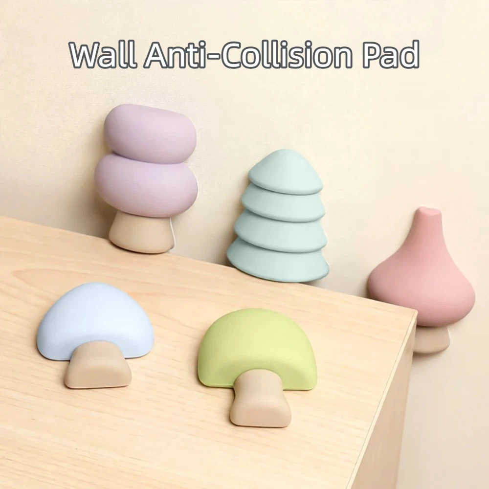 New Silicone Wall Protection Mat Cute Tree Shape Self Adhesive Door Stopper Anti-Shock Easy Install Door Handle Pad Home Use