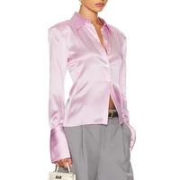 Combhasaki femmes élégant Vintage Satin soie chemises revers col boutonné coupe ajustée Blouses Y2k longue Seeve soyeux hauts courts 5