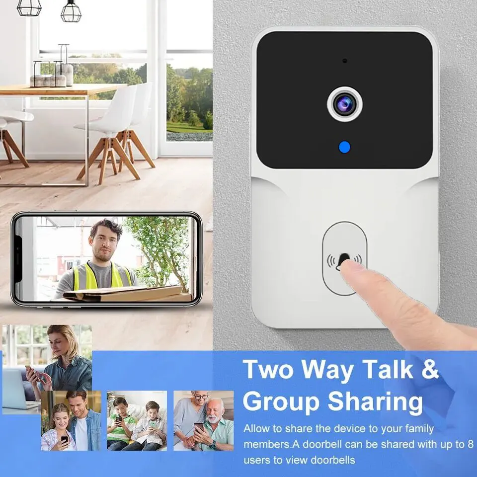 Wireless Doorbell Welcome Smart Outdoor Camera Night Vision HD Video Door Bell Voice Change For Home Monitor By Phone Security