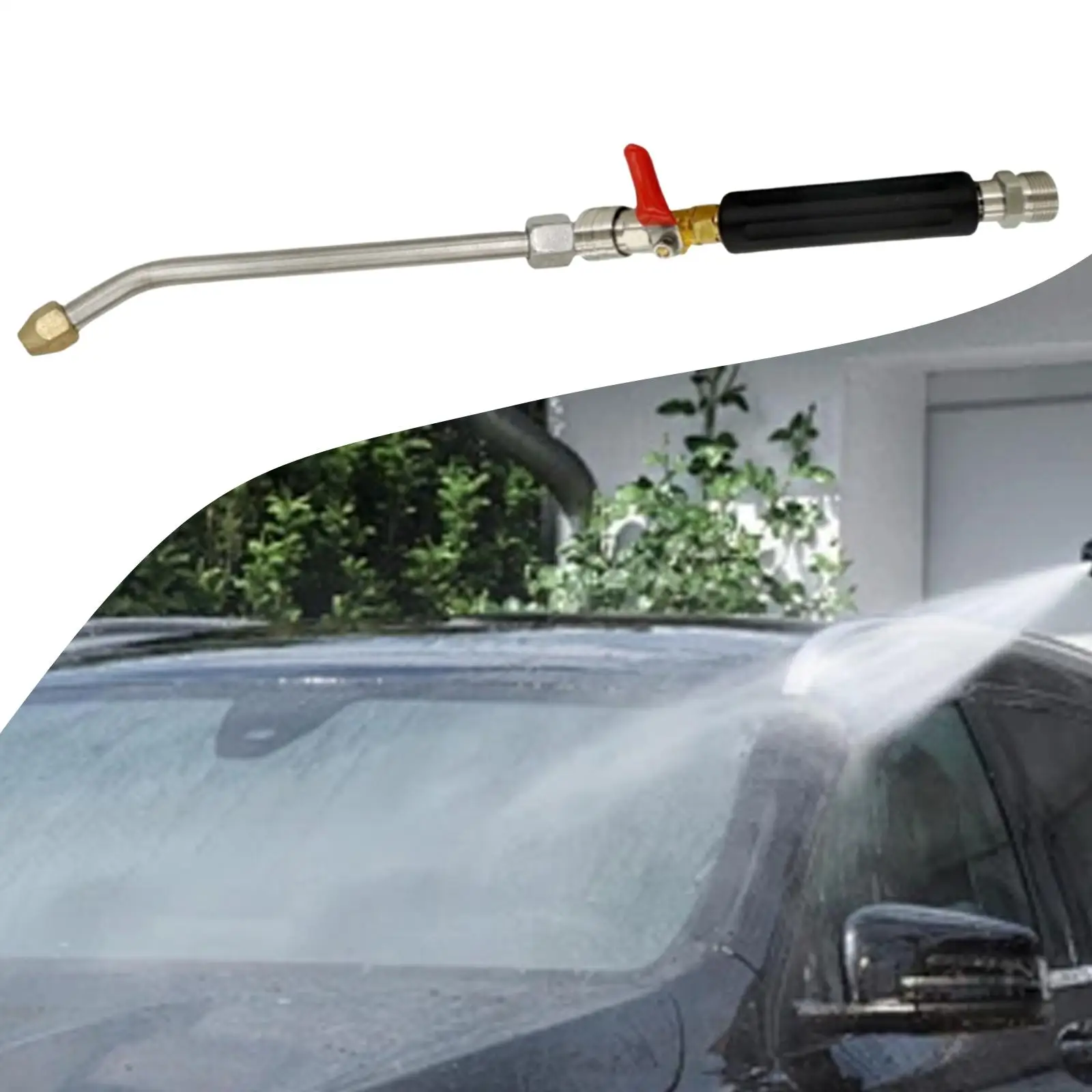 M22 Pressure Washer Valve Switch Curved Rod Adapter Stainless Steel Easy Install Hose Extension Wand for High Pressure Washers
