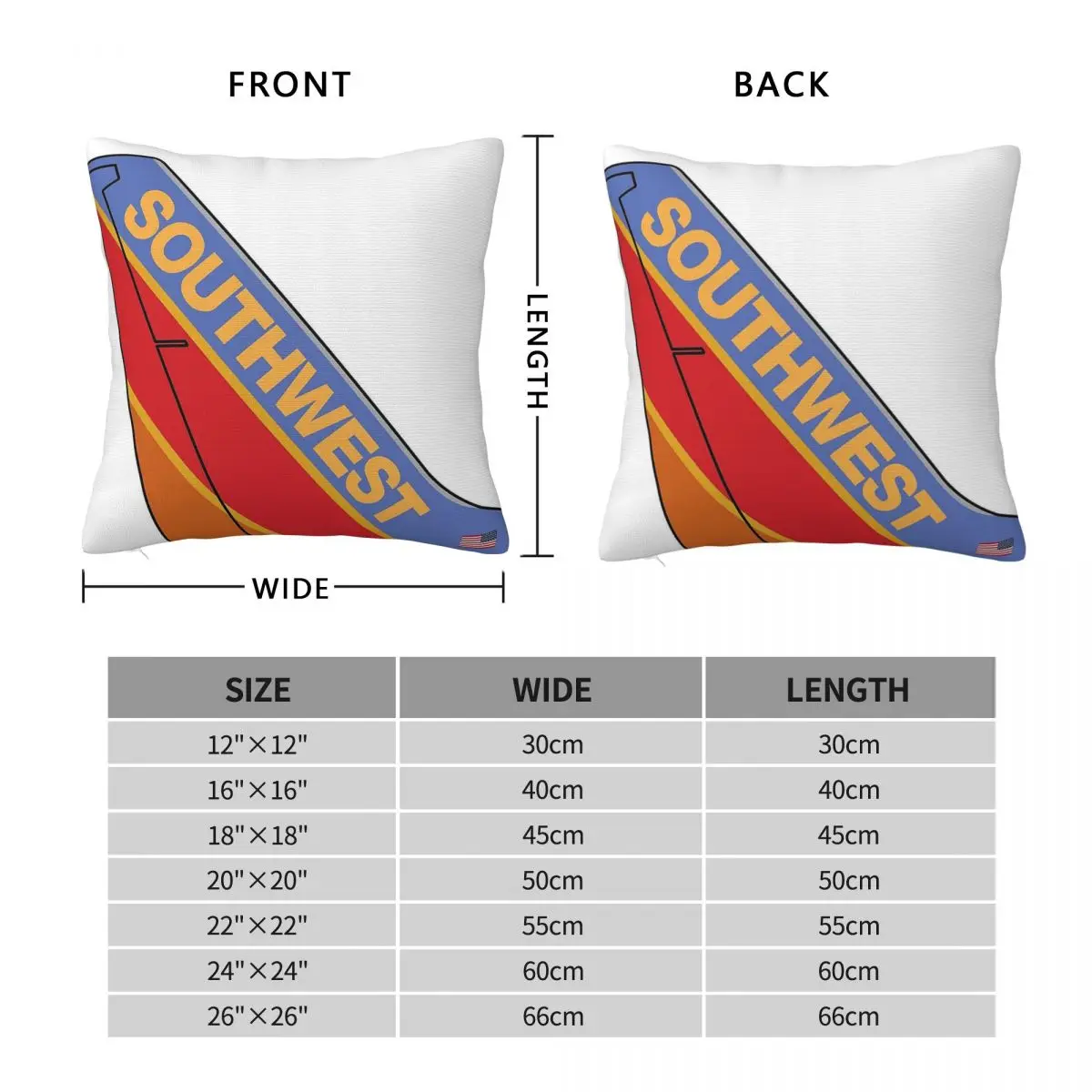 Southwest Airlines Canyon Blue Square Pillowcase Polyester Linen Velvet Creative Zip Throw Pillow Case Home Cushion Case 45x45