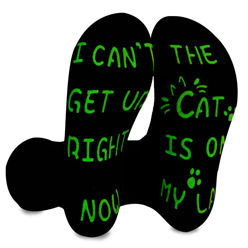Miosam New High quality mid cotton Crew Nightlight socks cat soft floor Anti-slip I can‘t get up right now socks