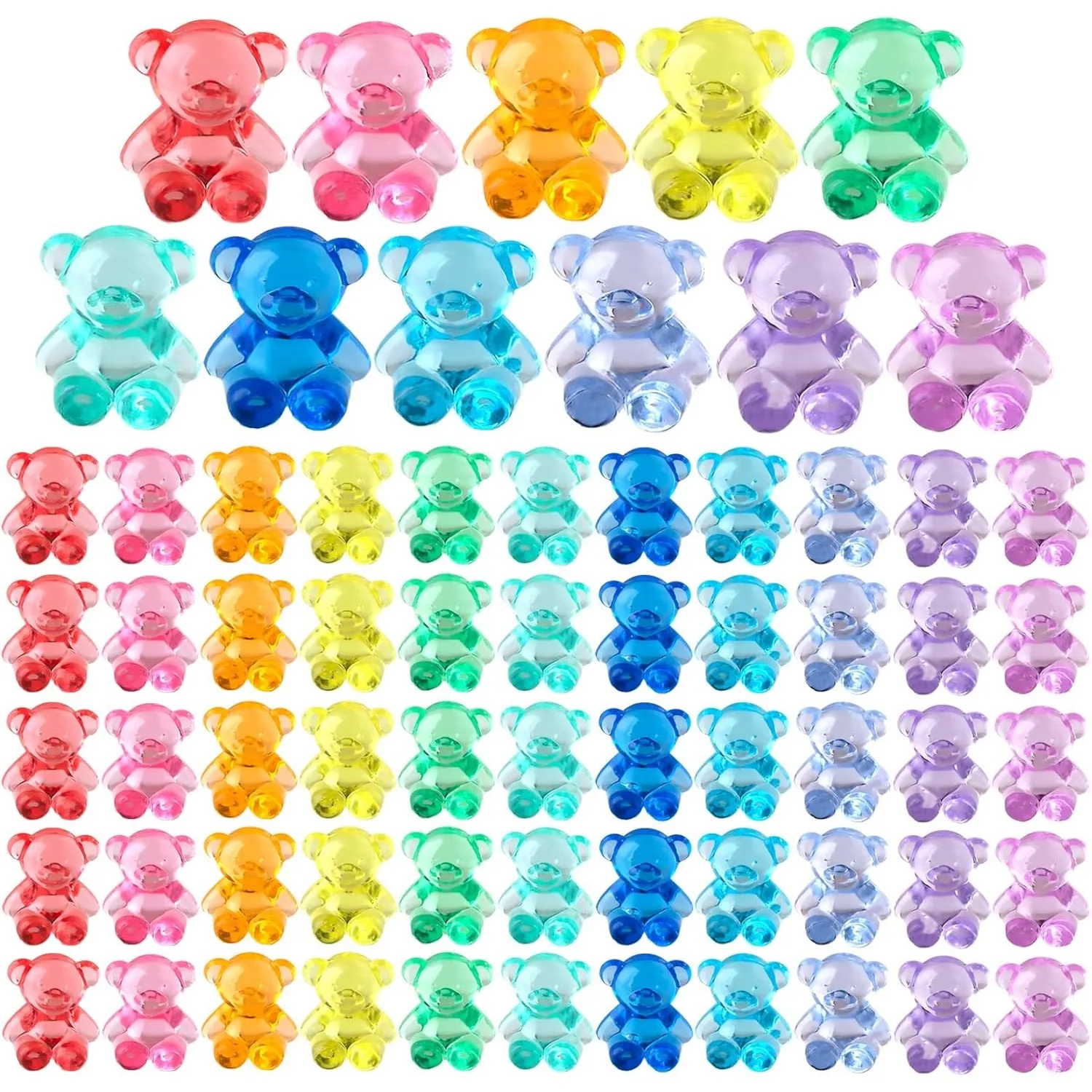 Random Color Translucent Acrylic Mini Bear Figurines, Statues for Vase Fillers, Party Decor, Art DIY Craft Ornaments