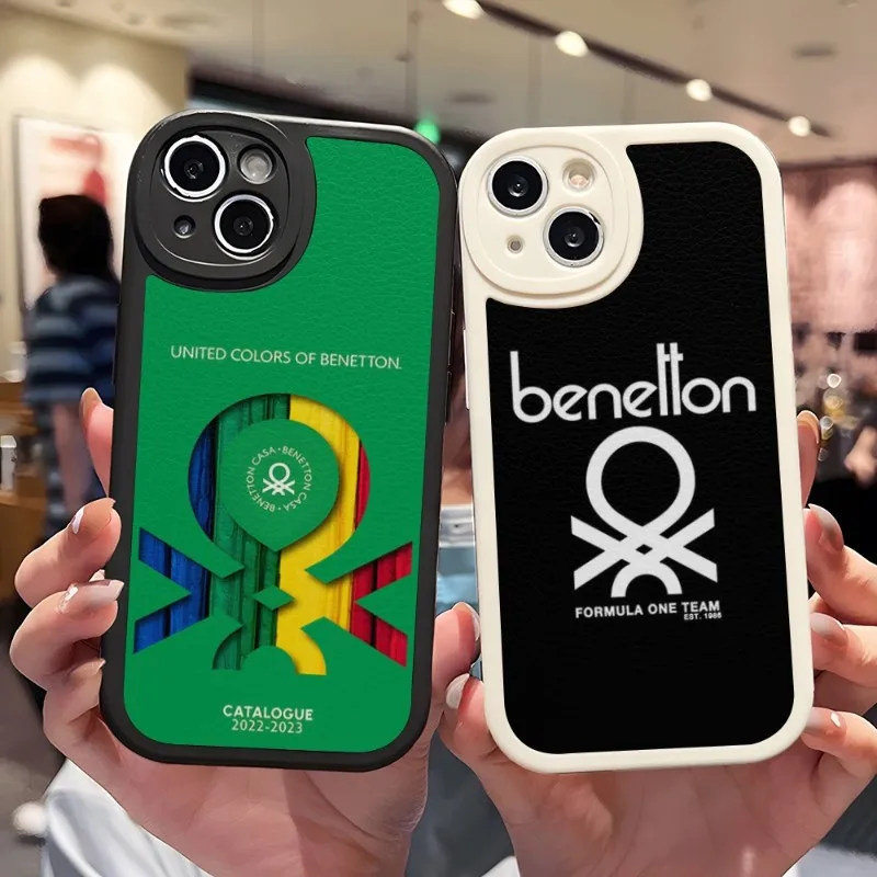 Clothing Brand Benetton Phone Case Silicone For IPhone 12 13 14 11 Pro Max Mini Xs X Xr 7 8 Plus SE2020 Leather Texture Coque