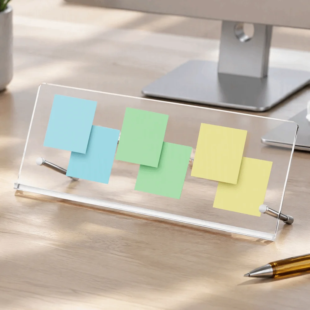 Adhesive-Free Monitor Memo Board Movable Durable Sticky Note Holder Space-Saving Acrylic Memo Board Holder Computer Monitor