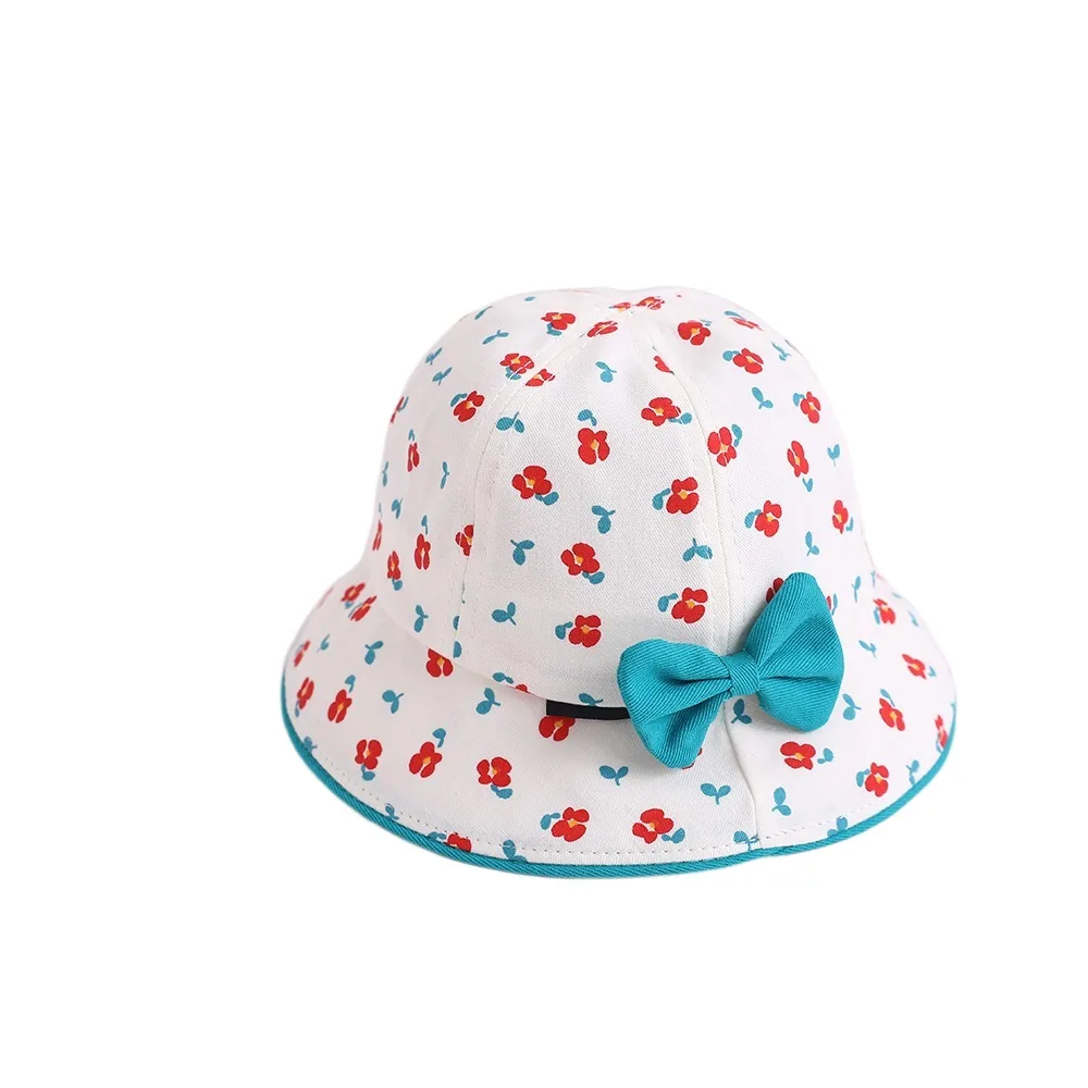

Comfortable Korean Style Flower Bucket Cap Wide Brim Cotton Baby Shading Hat Breathable Anti-UV Children's Fisherman Hat Kid