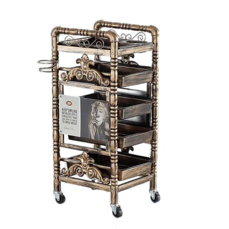 Commercial Furniture Hair Salon Trolley Fashion Hairdressing Multi-layer Tool Cart Barber Shop Multi-functional Storage Rack G