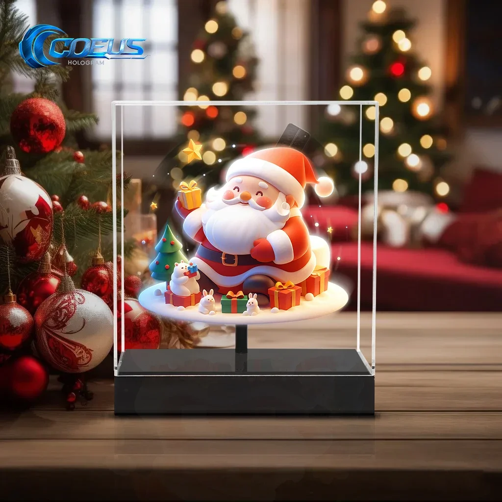2026 COEUS 20CM WiFi 4K 3D Holographic Projector Display Light For Digital Signage Advertising Display Bars Parties Xmas 3D Holo