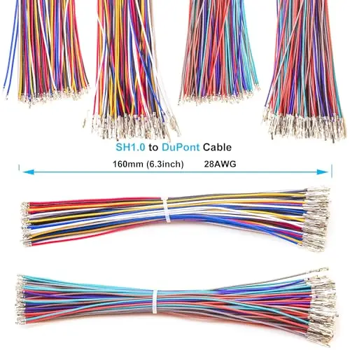 Kit de conectores Dupont SH1.0 a Dupont2.54, conector JST, JST-SH de 1,0mm y Cable Dupont de 2,54mm, 1/2/3/4/5/6/7/8/9/10P (SH-to-Dupont)