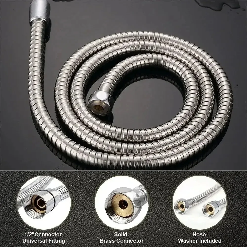 1/1.5/2/2.5/3M High Pressure GI/2 Stainless Flexible Shower Hose Long Bathroom Shower Pipe Extension Water Pipe Bathroom Part