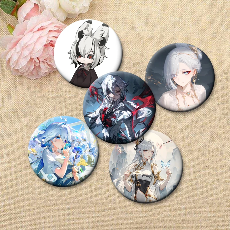 Exquisite Cartoon Badge Game Anime Genshin Impact Brooches Yelan Shenhe Furina Lumine Kinich Lapel Pins Backpack Accessories