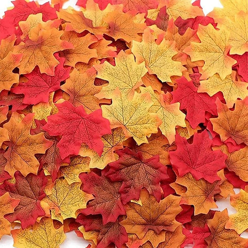 50/100/500 Stück Simulierte Ahornblätter Hochzeitsdekoration Kunstblumen Halloween Fotografie Blumenarrangement DIY Gemischtes Ahornblatt-Set – Detail 2