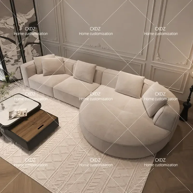 Cream Style L Shaped Sofa for Large Living Room Villa Apartment Horizontal Hall Rest Area Modern Minimalist Furniture