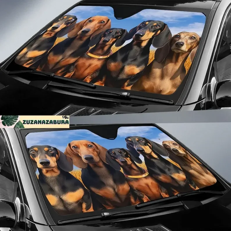 Pára-sol Dachshund Animal Car, Auto protetor solar, pára-brisa Cover Gift, decoração do cão