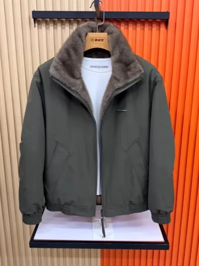 

Мужская зимняя двусторонняя подкладка на подкладке, теплая куртка с воротником-стойкой, модная универсальная куртка высокого класса, индивидуальная подставка-стойка...