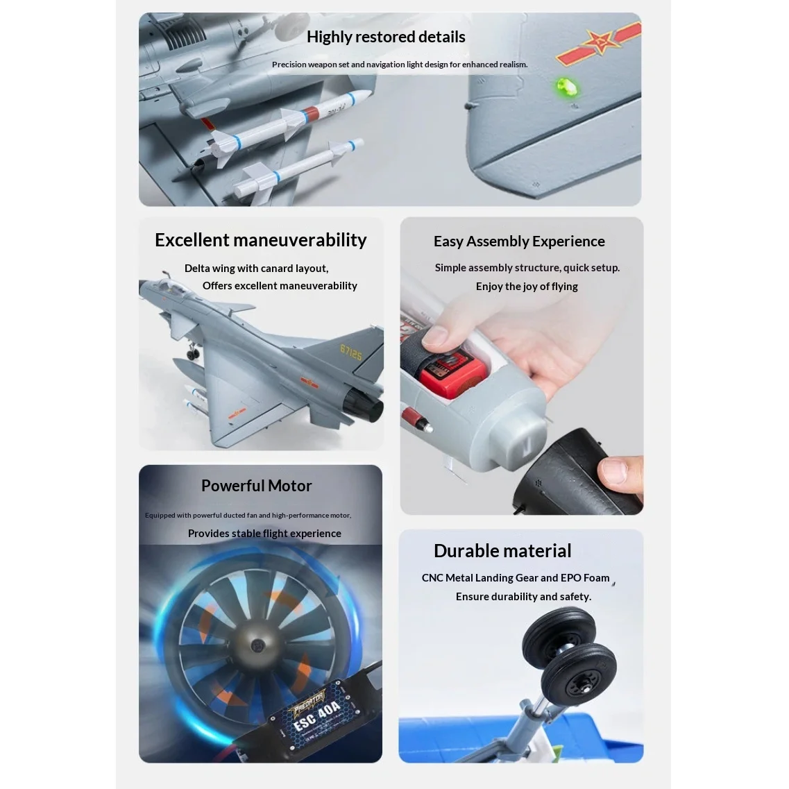 

Радиоуправляемый самолет J-10 с турбореактивным двигателем, 64 мм, 12 лопастей, конфигурация 4S с полетным контроллером, расцветка ВВС Бэйи