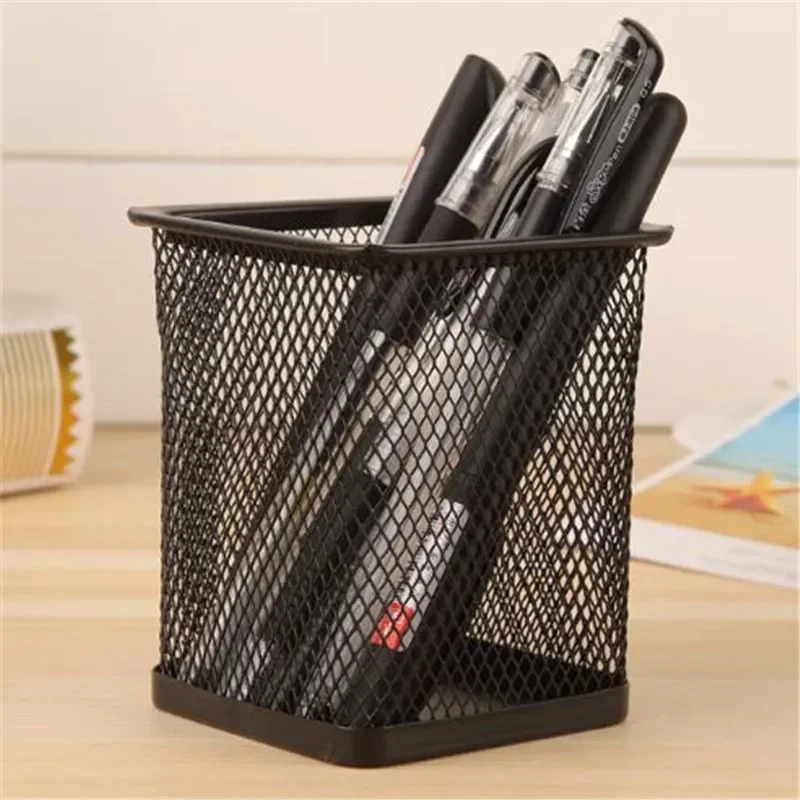 New Pencil Holder Office Desk Metal Mesh Square Pen Pot Cup Case Container Organiser Durable Pencil Case