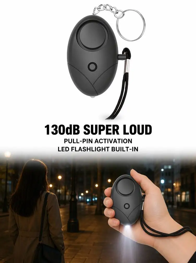 130db Personal Safety Alarm Keychain Anti-Wolf Self Defense Loud Scream Emergency Alert for Girl Child Women Security Protect