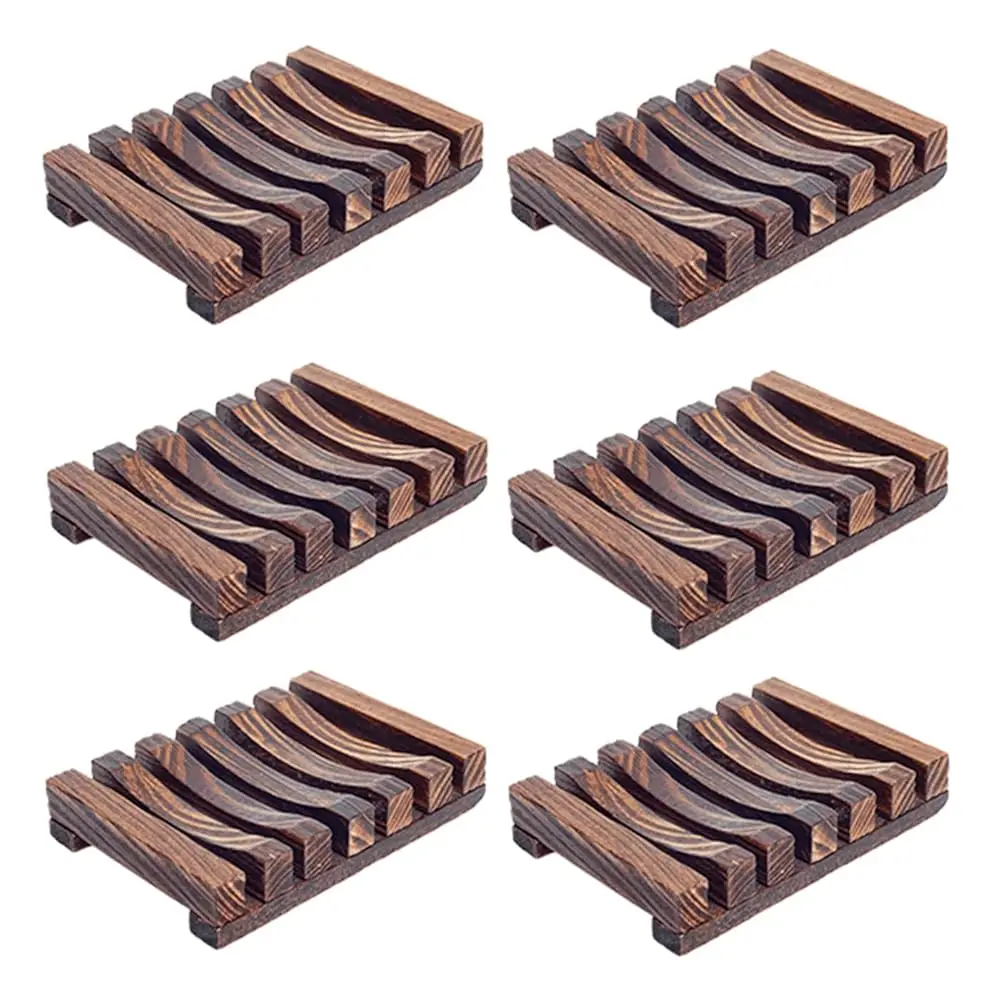 

6 Pieces Wooden Soap Dish, Self Draining Soap Dish Holder Natural Drain Soap Saver, Soap Tray for Shower Used for Bathroom, K