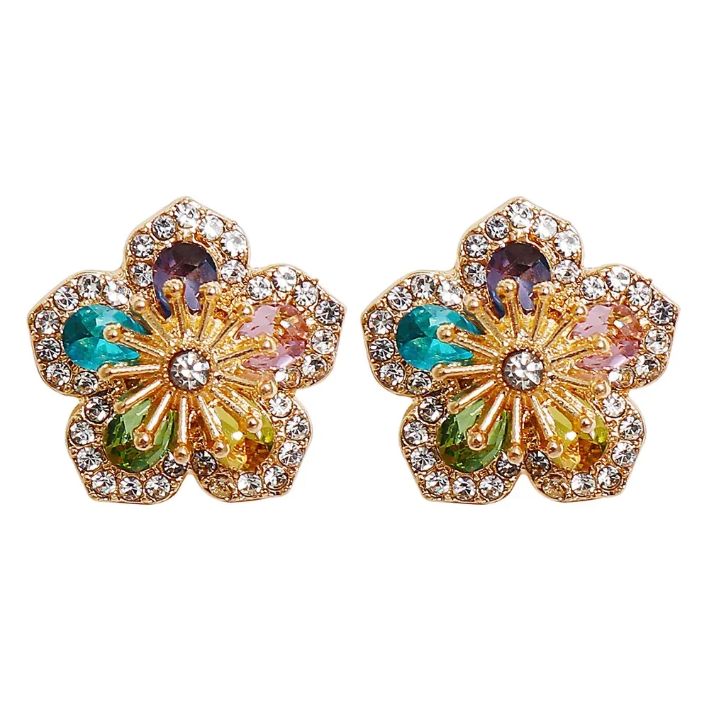 

Rhinestone Flower Design Stud Earrings for women Summer Earrings