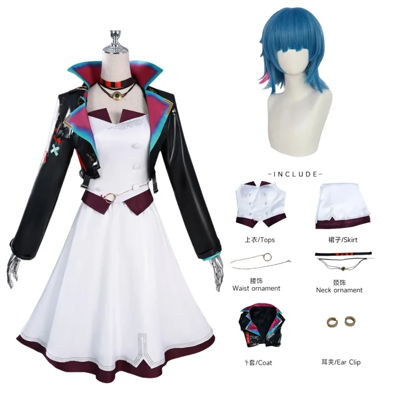 متوفر في المخزون سلسلة جينكس التأثيرية كولاب: لعبة LOL Arcane S2 مسحوق جينكس أزياء تنكرية لحفلات الاتحاد الأفريقي فستان رقص زي الهالوين