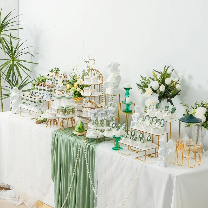 Light luxury ceramic dessert table display stand cake snack tray pastry first birthday party baby banquet decorations