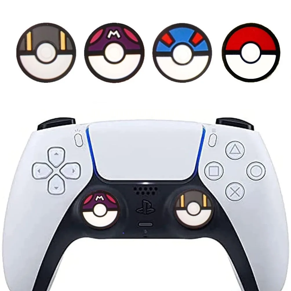 Tapa de joystick para PS5 Switch Pro Tapa de joystick con temática de PokeBall de cuatro colores