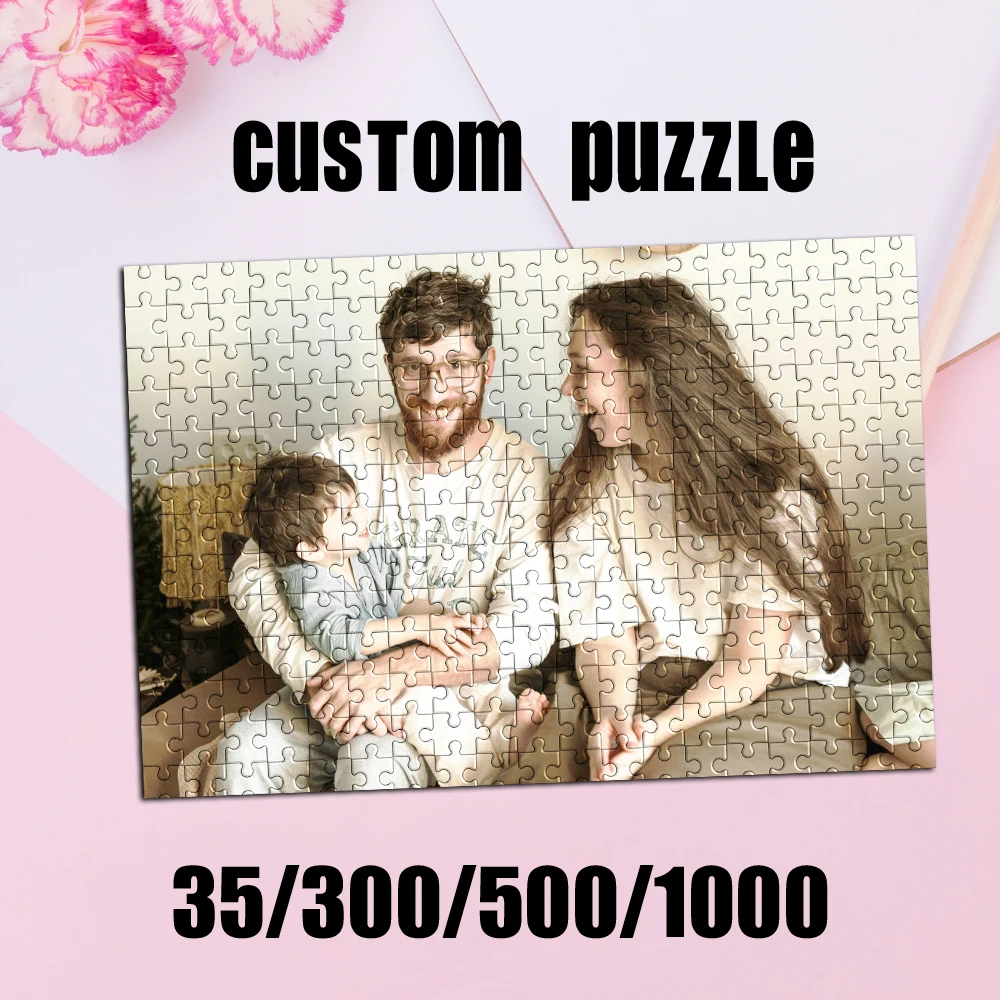 Personalized Custom Photo Puzzle Customized Warm Family Of Three Portrait Theme Puzzle DIY Handmade Puzzles Photo Wall Art