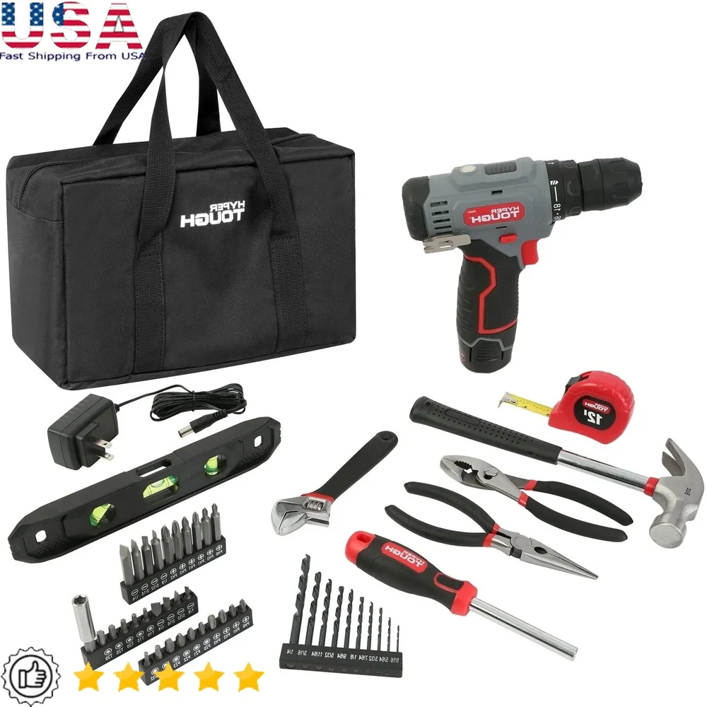 

12V Max Cordless Drill Driver 3/8-inch Keyless Chuck 50-Piece Tool Kit with Lithium-Ion Battery Charger LED Work Light Storage