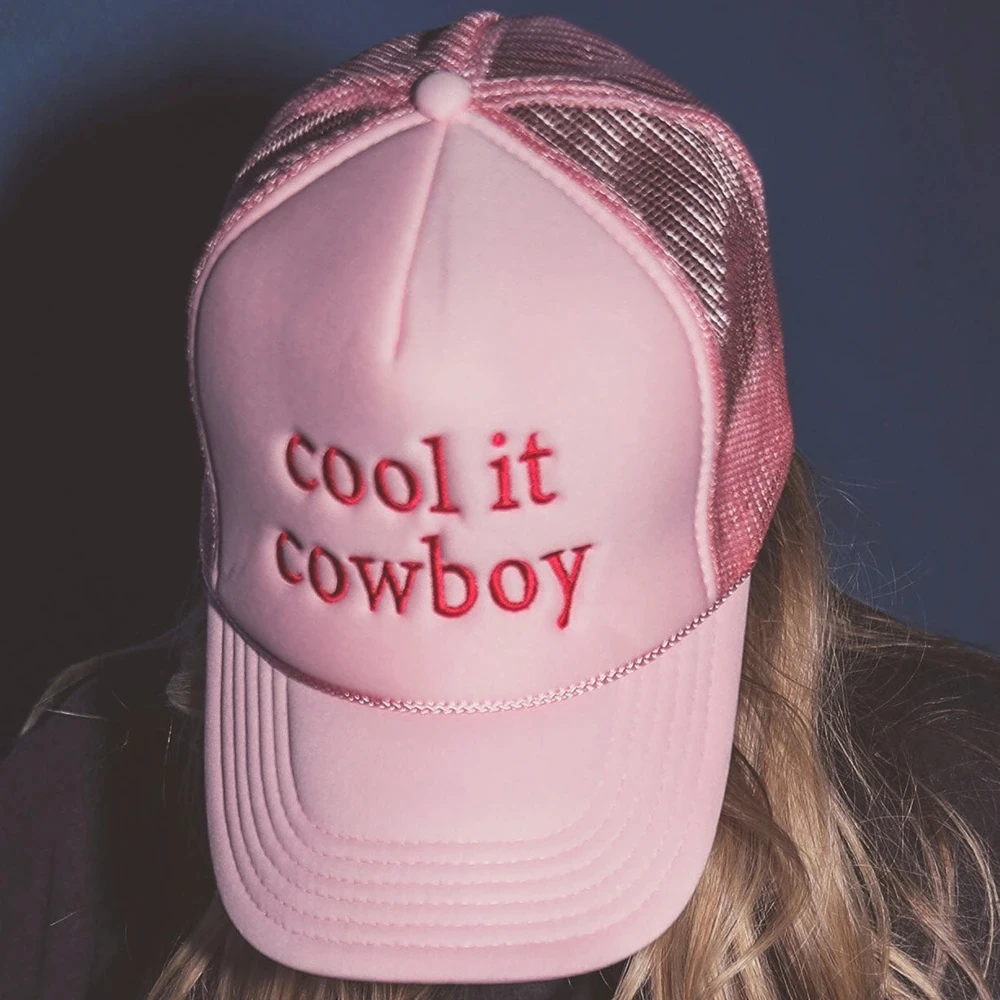 Cool It Cowboy Trucker Hat Baseball Cap Girly Pink Summer Woman Embroider ventilate Mesh Cap Unisex Sun-proof Accessories