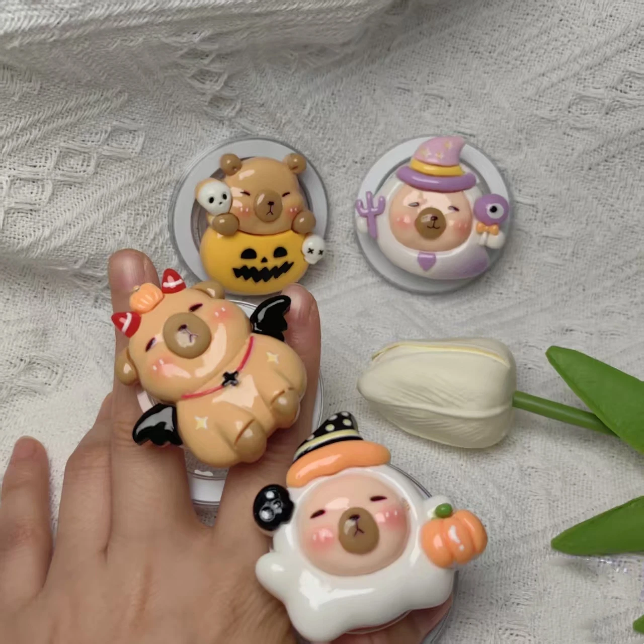 Supporto magnetico fantasma di Halloween per supporto pieghevole universale Smart Tok Magsafe per presa Tok con impugnatura per capibara zucca 3D per iPhone