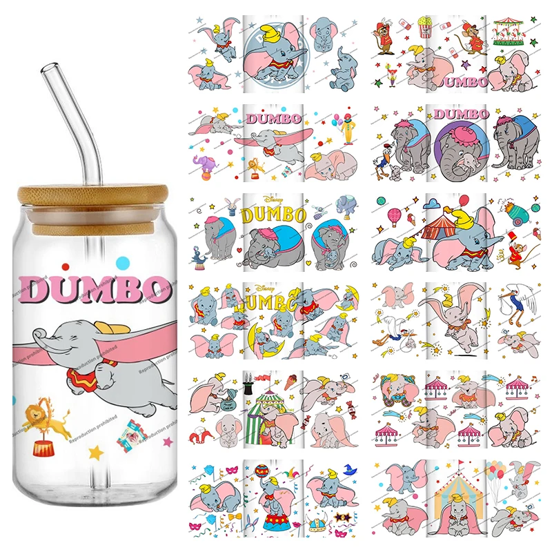 New 27 Styles Cute Disney Dumbo Elephant 3D UV DTF Stickers For 16oz Tumblers Coffee Mugs Car Decals Premium Transfer Wrap